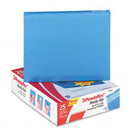Pendaflex Pendaflex 42622 Ready-Tab Reinforced Hanging File Folders- 1/5 Tab- Letter- Blue- 25/Box 42622